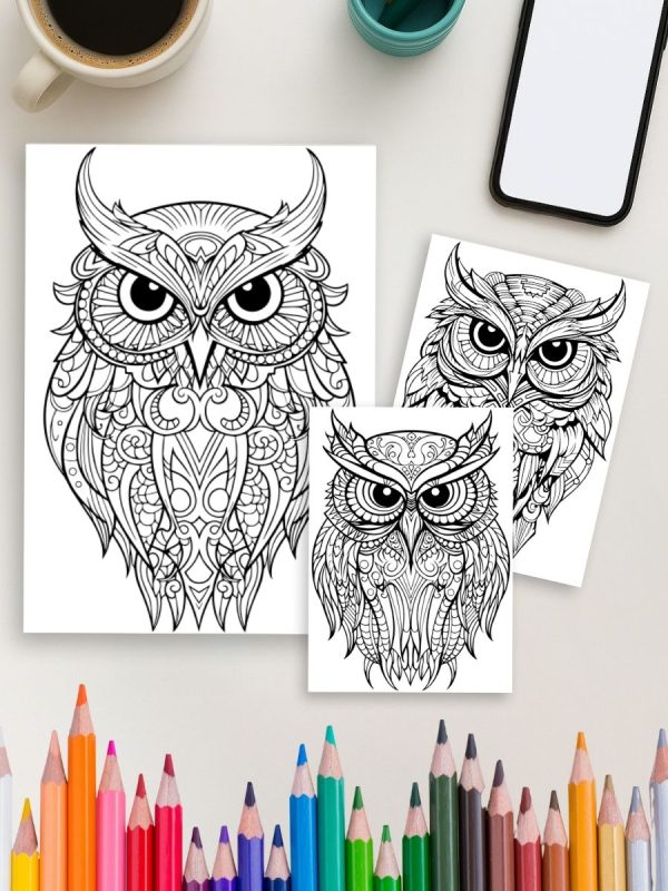 Night Watchers – 50 Owl Designs to Color – Bild 4