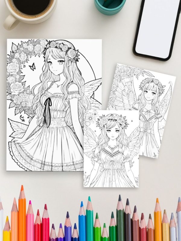 Enchanted Fairies & Flowers – 180+ Fantasy Coloring Pages – Bild 4