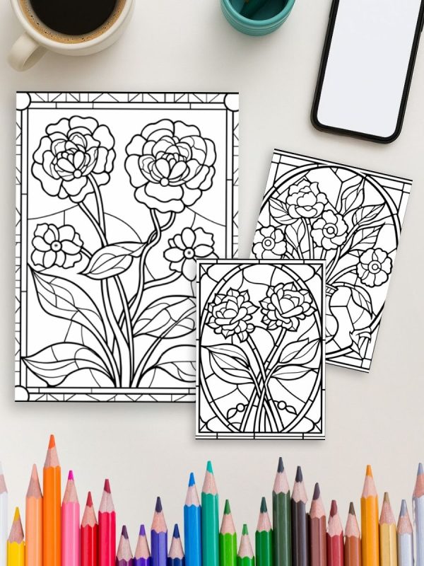 Stained Glass Botanica – 180 Floral Art Pages – Bild 4