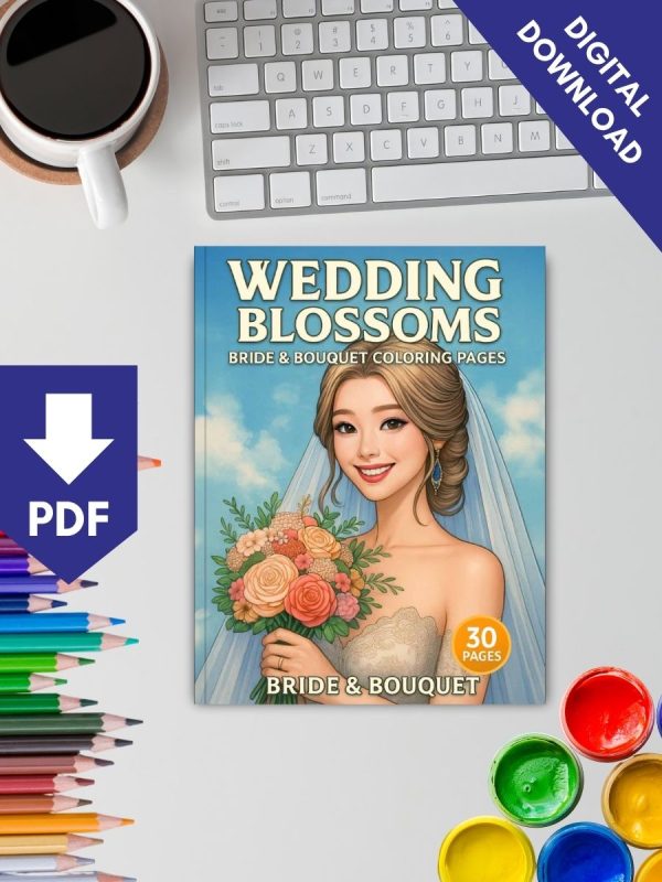 Wedding Blossoms – 30 Bride & Bouquet Coloring Pages – Bild 2