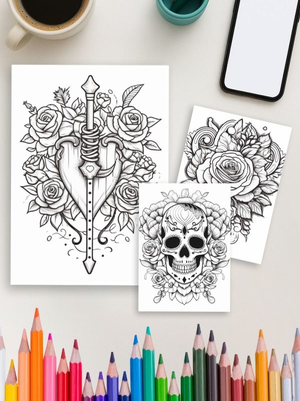 Ink & Impressions – 264 Tattoo Coloring Pages – Bild 4