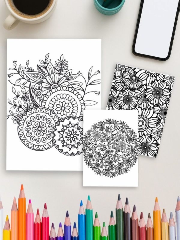 Floral Flow – 213 Mandala Flower Coloring Pages – Bild 4