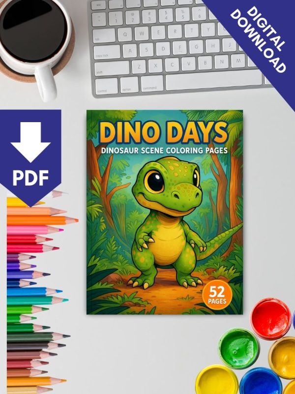 Dino Days – 52 Dinosaur Scene Coloring Pages – Bild 2