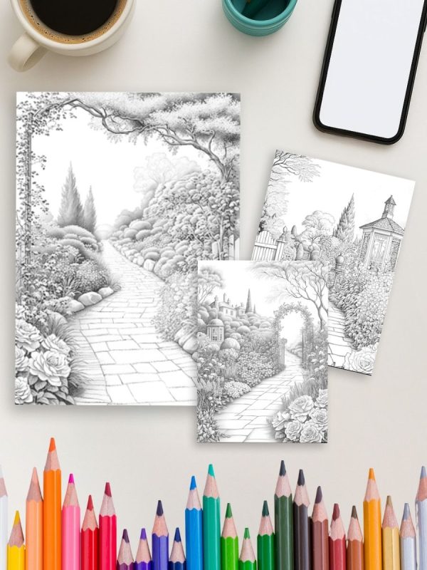 Pathways of the Garden – 25 Scenic Coloring Pages – Bild 4