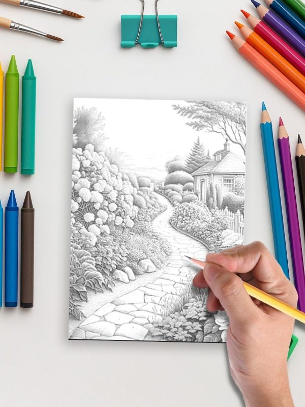 Pathways of the Garden – 25 Scenic Coloring Pages – Bild 5