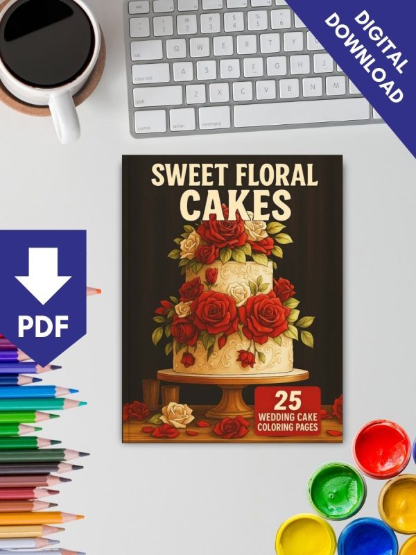 Sweet Floral Cakes – 25 Wedding Cake Coloring Pages – Bild 2