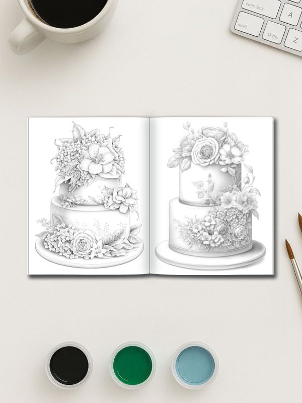 Sweet Floral Cakes – 25 Wedding Cake Coloring Pages – Bild 3