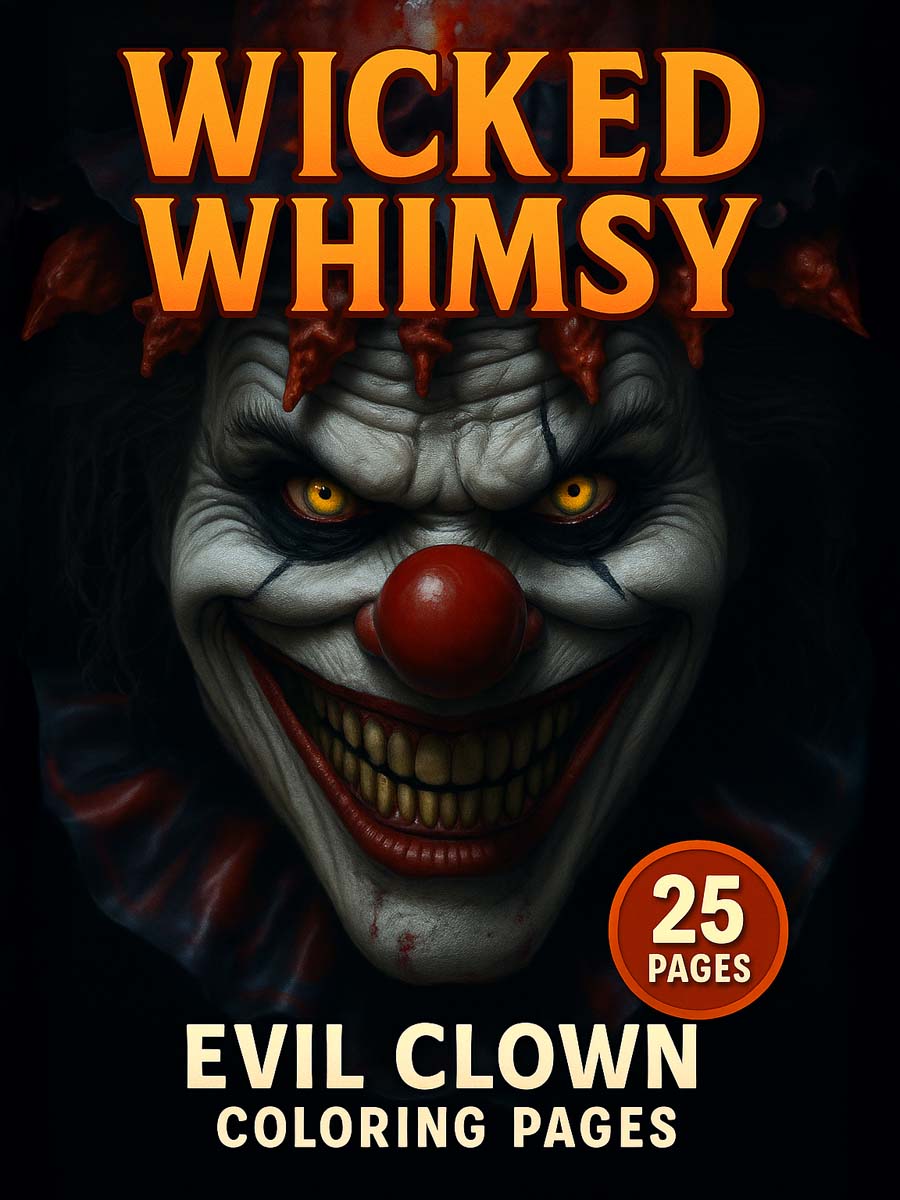 Whimsy 25 Wicked Whimsy – 25 Evil Clown Coloring Pages | FarbWelt.eu